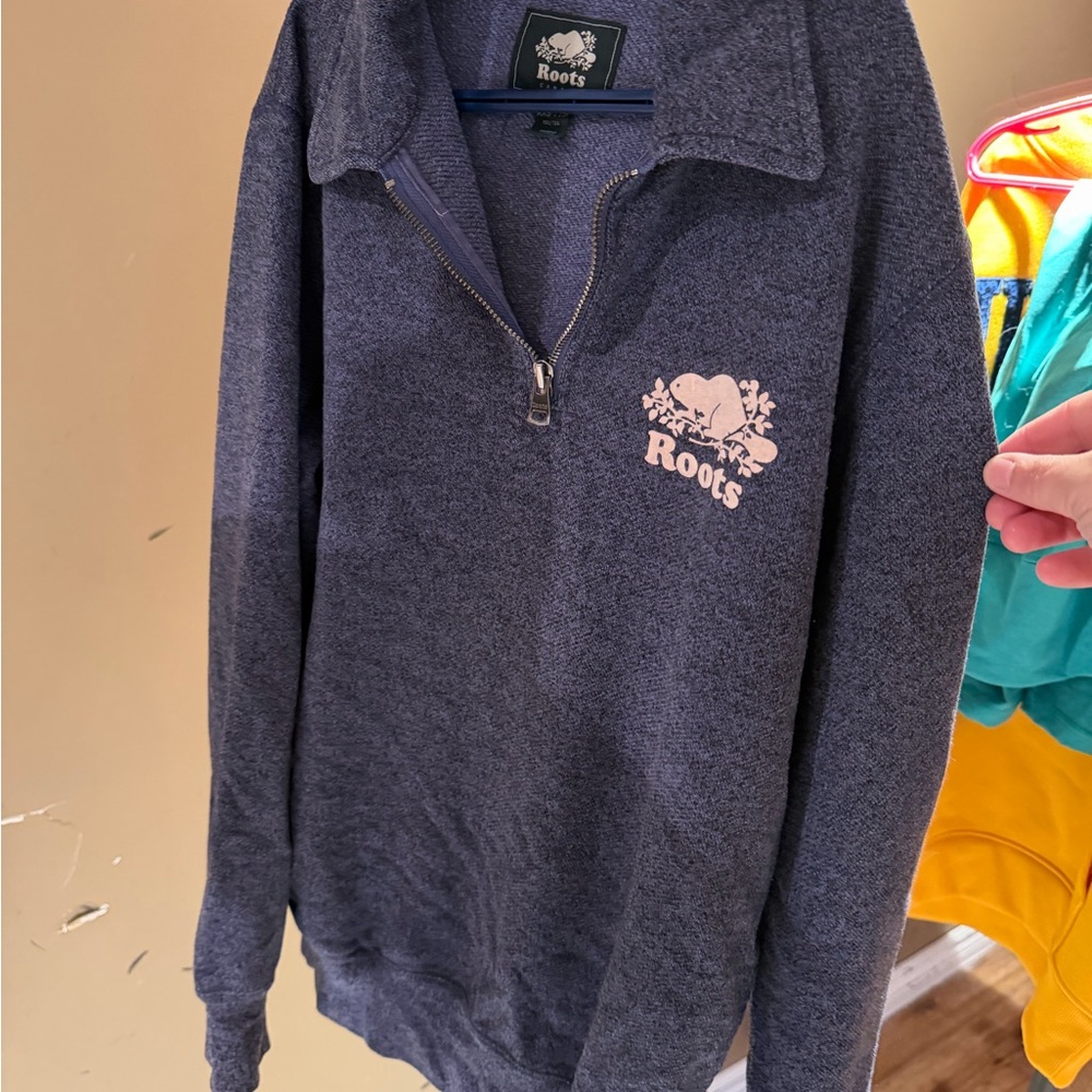 Roots Navy and Lavender Half-Zip Pullover